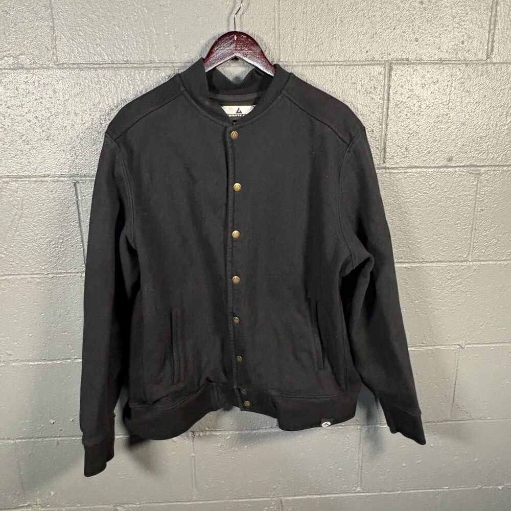 American Giant Men's XXL Black Snap Front Bomber Jacket 100% Cotton Made USA